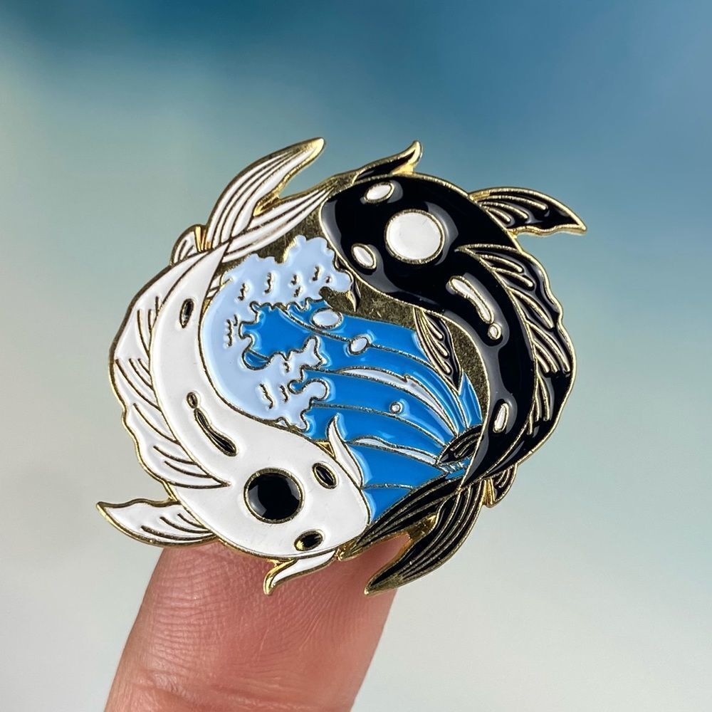 Koi Fish Ying Yang Enamel Pin/ Brooch Lapel